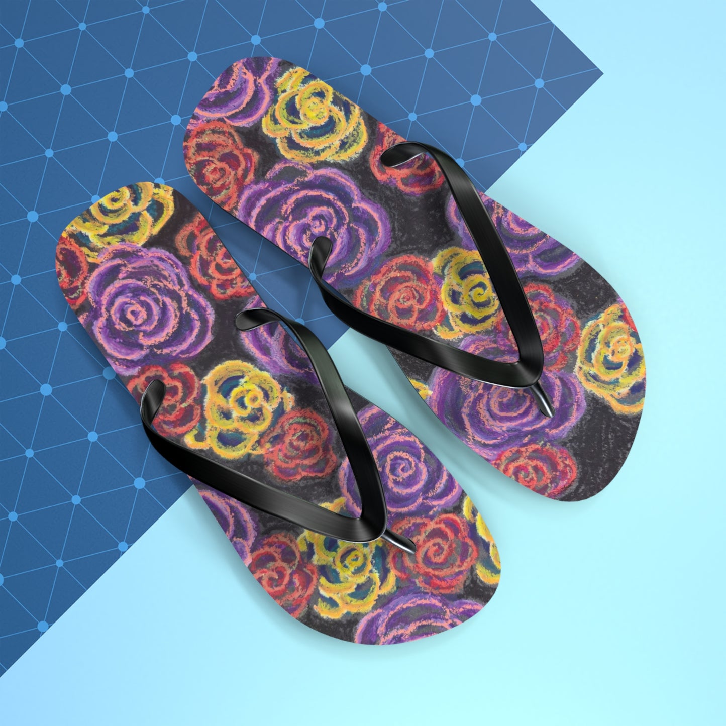 Art Flip Flops - Midnight Roses