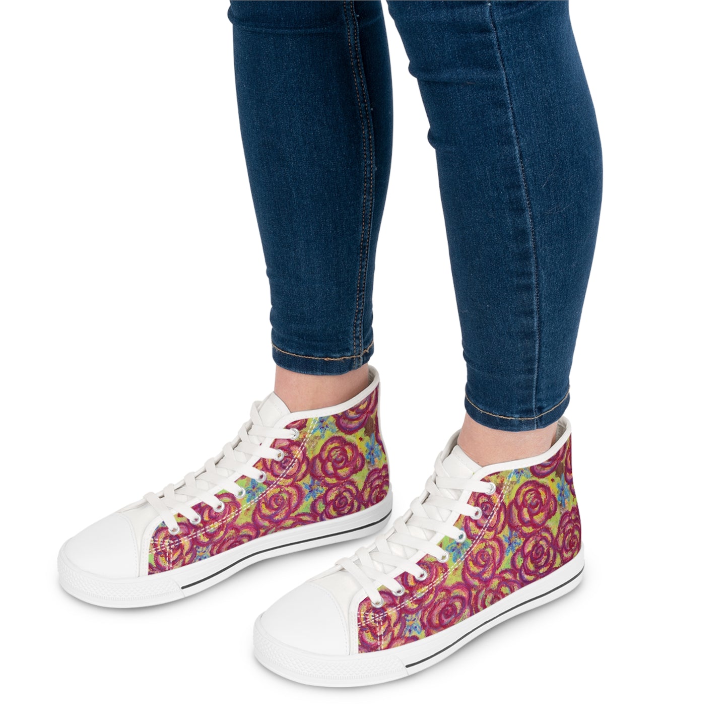 Art High Top Sneakers - Magenta Roses