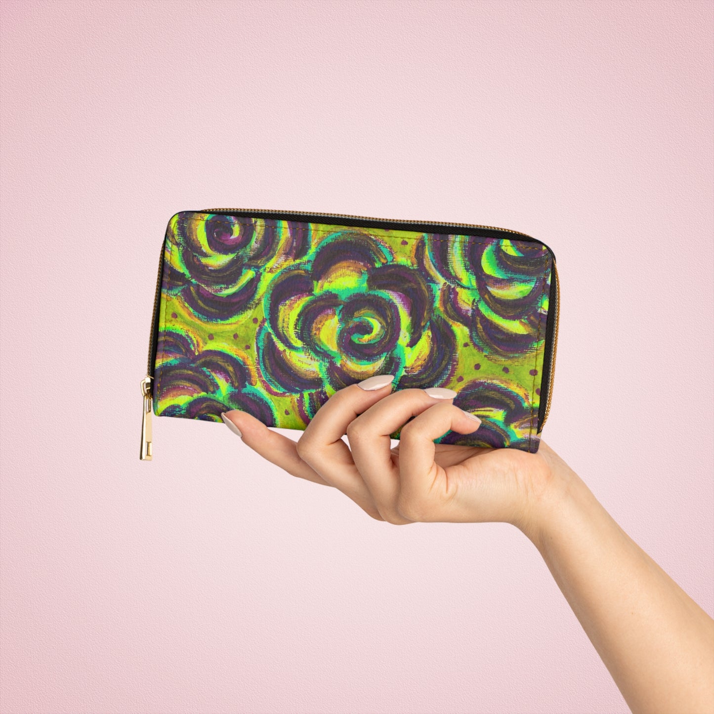 Art Wallet - Peridot Roses