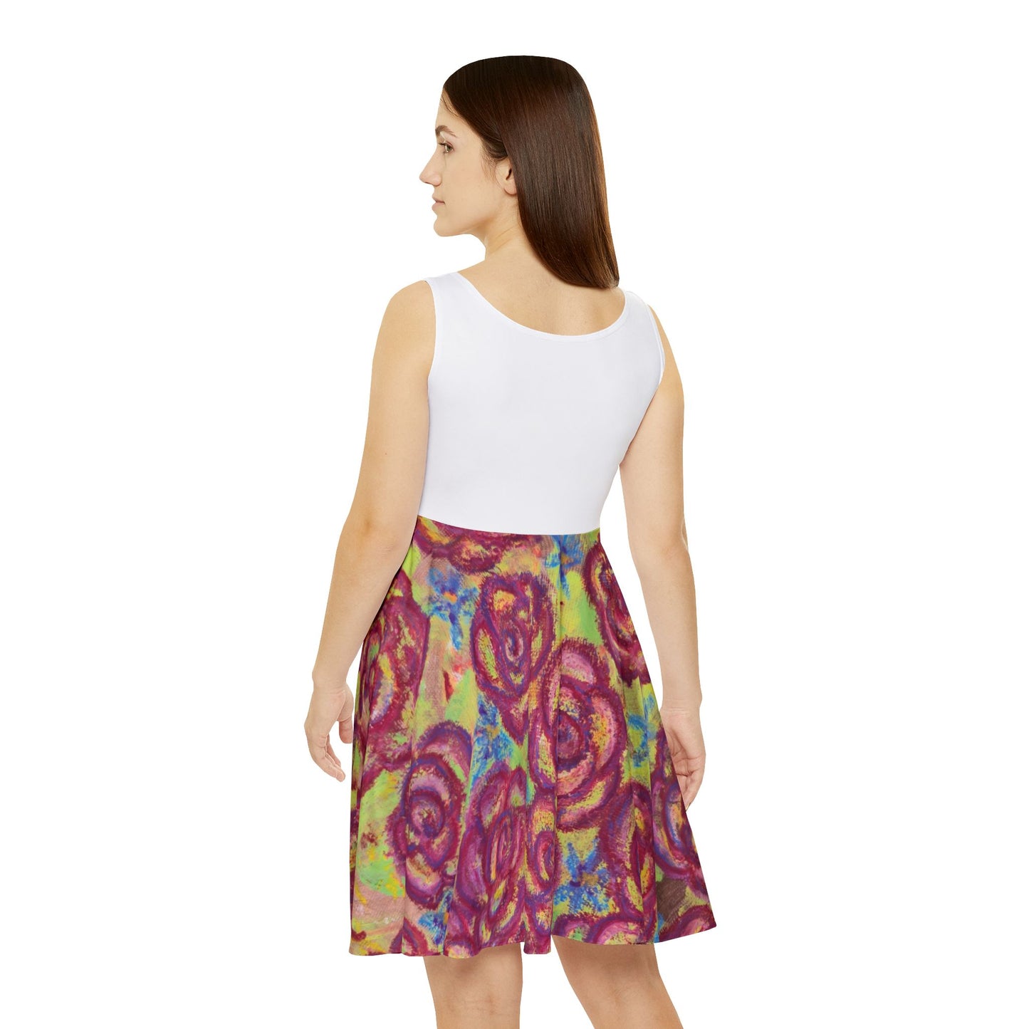 Art Skater Dress - Magenta Roses