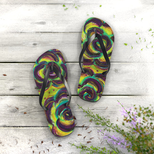 Art Flip Flops - Peridot Roses