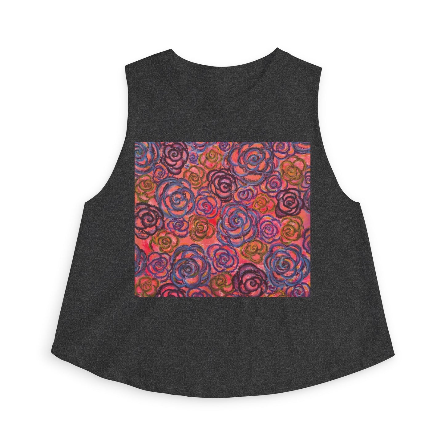 Art Women's Crop Top - Electric Pink Roses