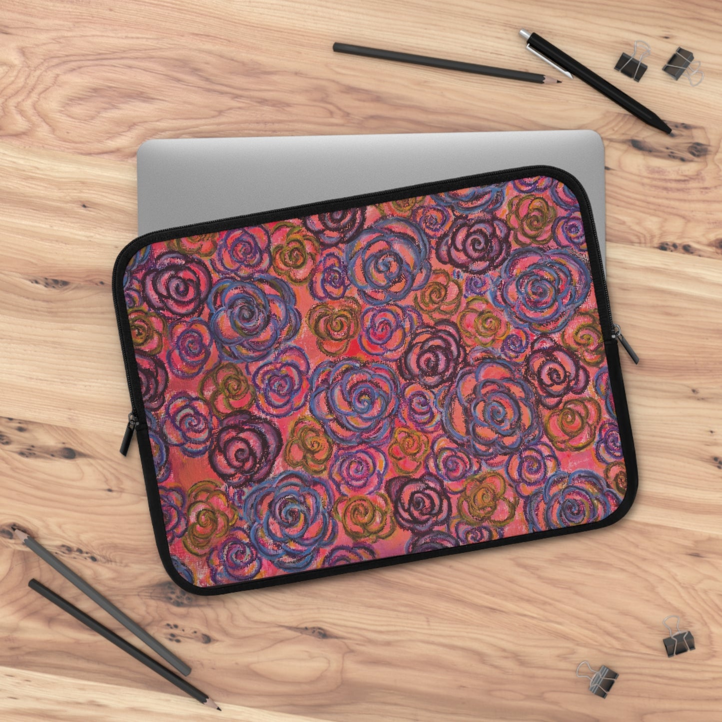 Art Laptop/Tablet Sleeve - Electric Pink Roses