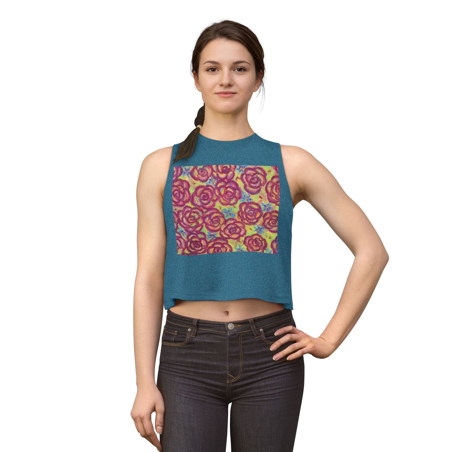 Art Women's Crop Top - Magenta Roses