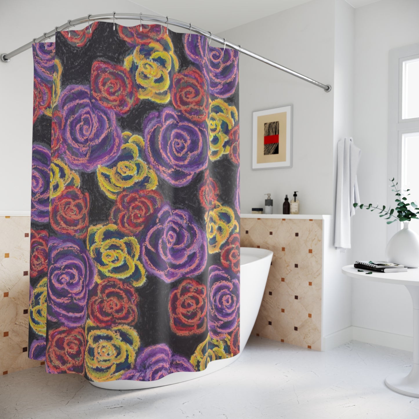 Art Shower Curtain - Midnight Roses