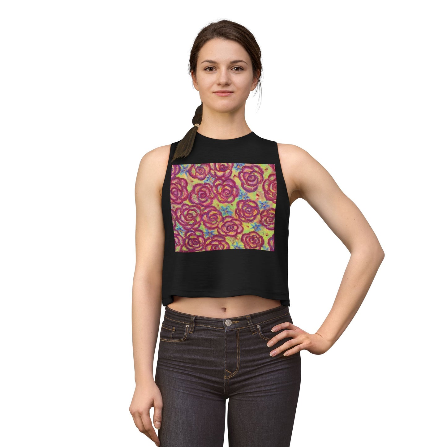 Art Women's Crop Top - Magenta Roses