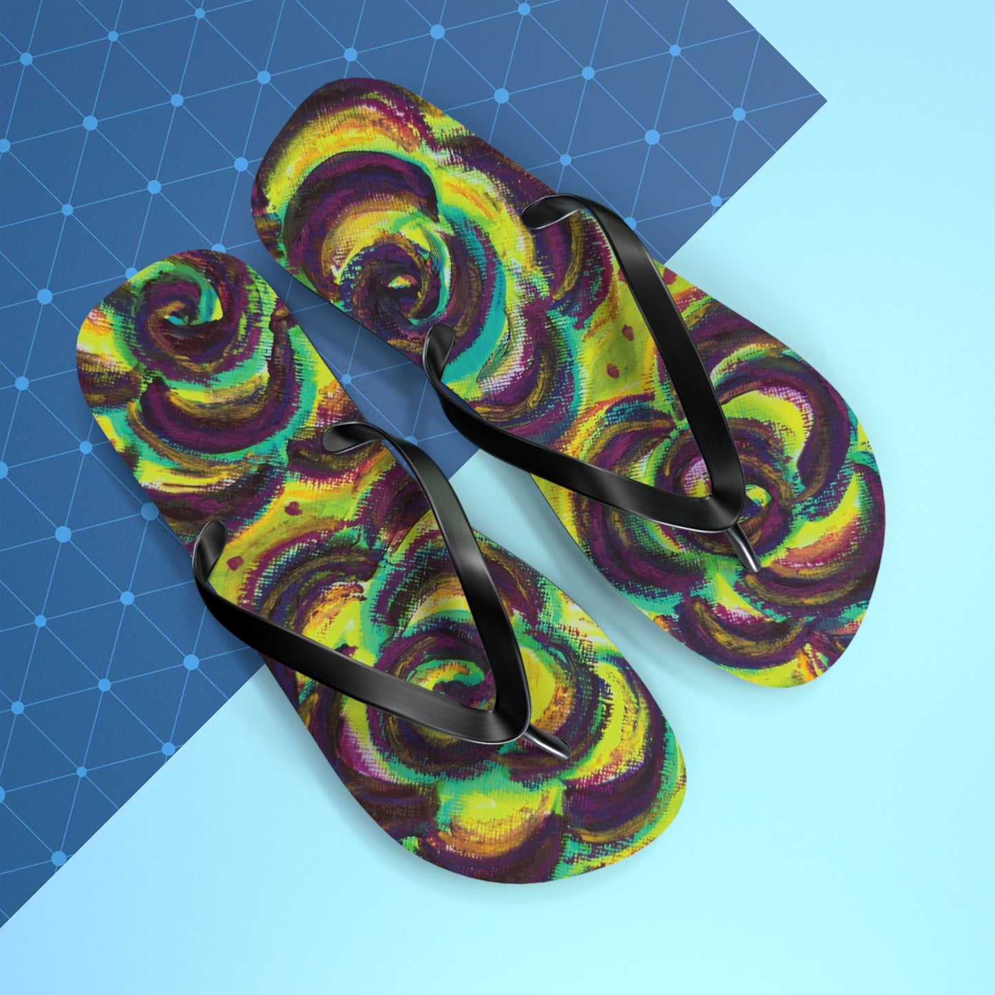 Art Flip Flops - Peridot Roses