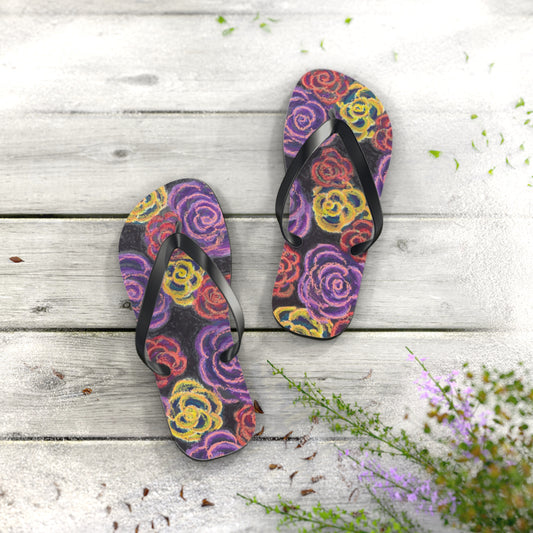 Art Flip Flops - Midnight Roses
