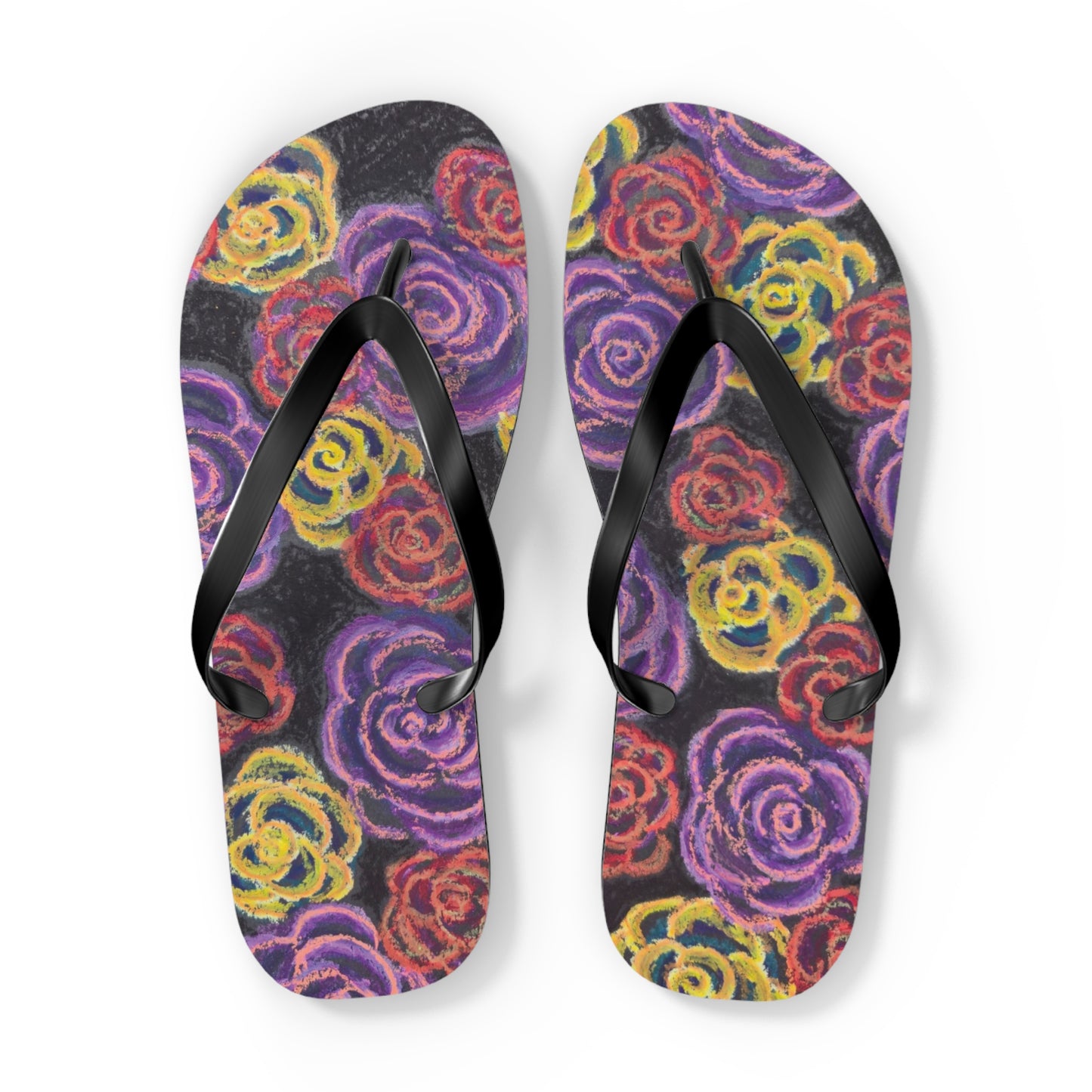 Art Flip Flops - Midnight Roses