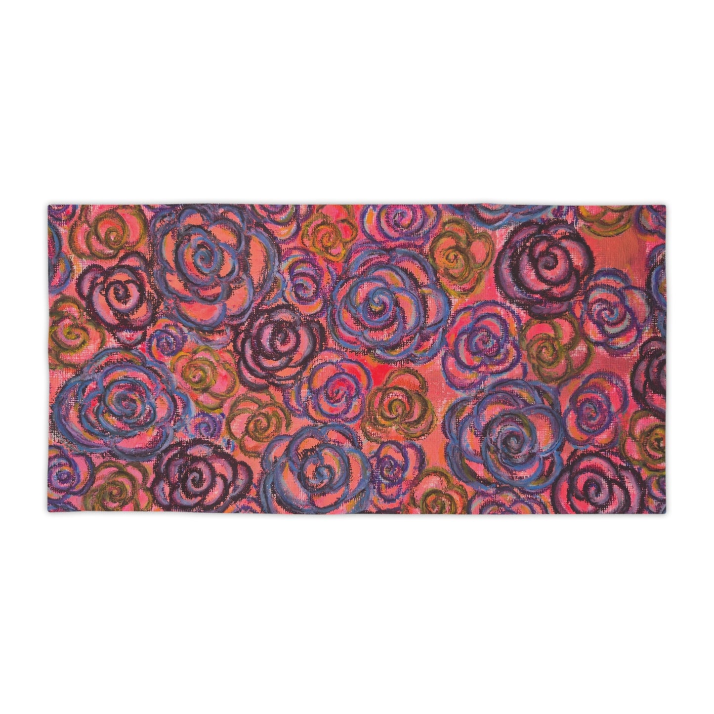 Art Beach Towel - Electric Pink Roses