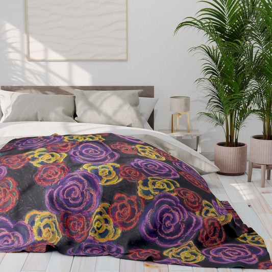Art Fleece Blanket - Midnight Roses