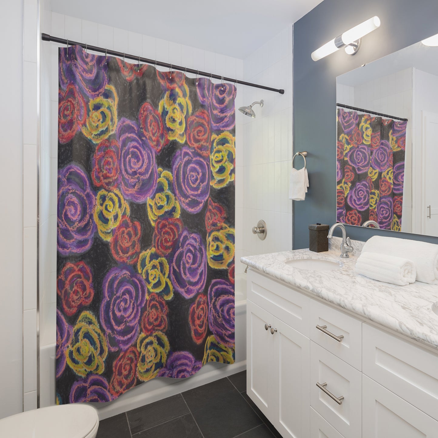 Art Shower Curtain - Midnight Roses