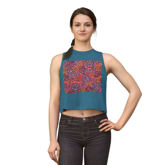 Art Women's Crop Top - Electric Pink Roses