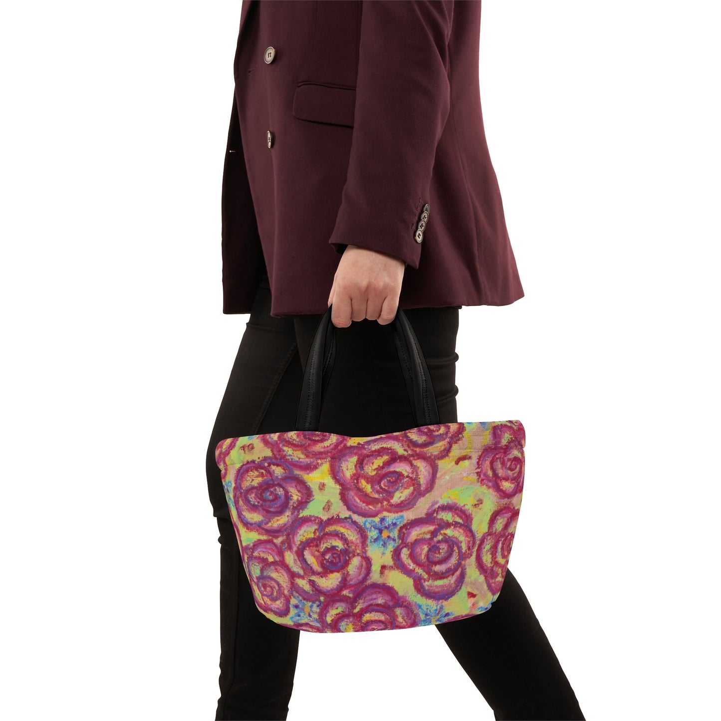 Art Lunch Bag - Magenta Roses