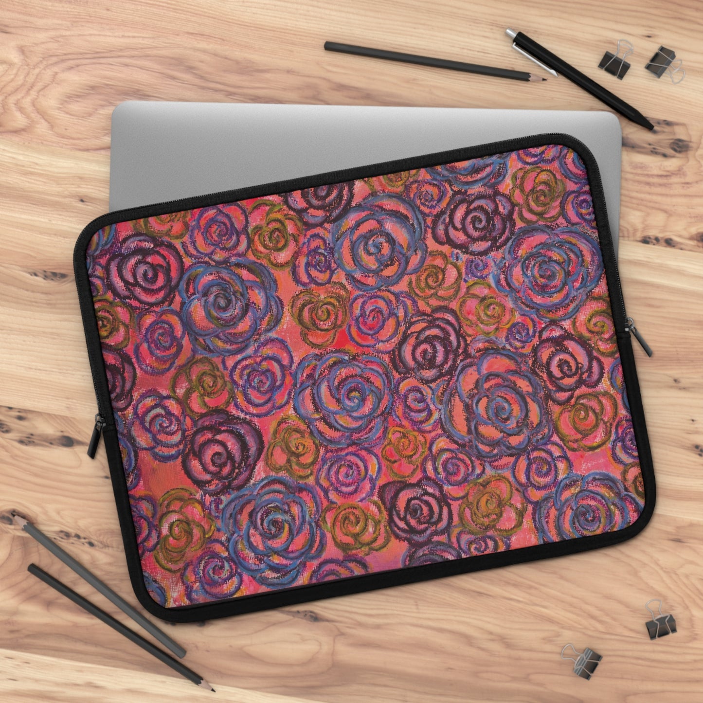 Art Laptop/Tablet Sleeve - Electric Pink Roses