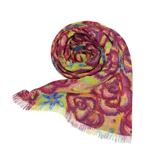 Art Scarf - Magenta Roses