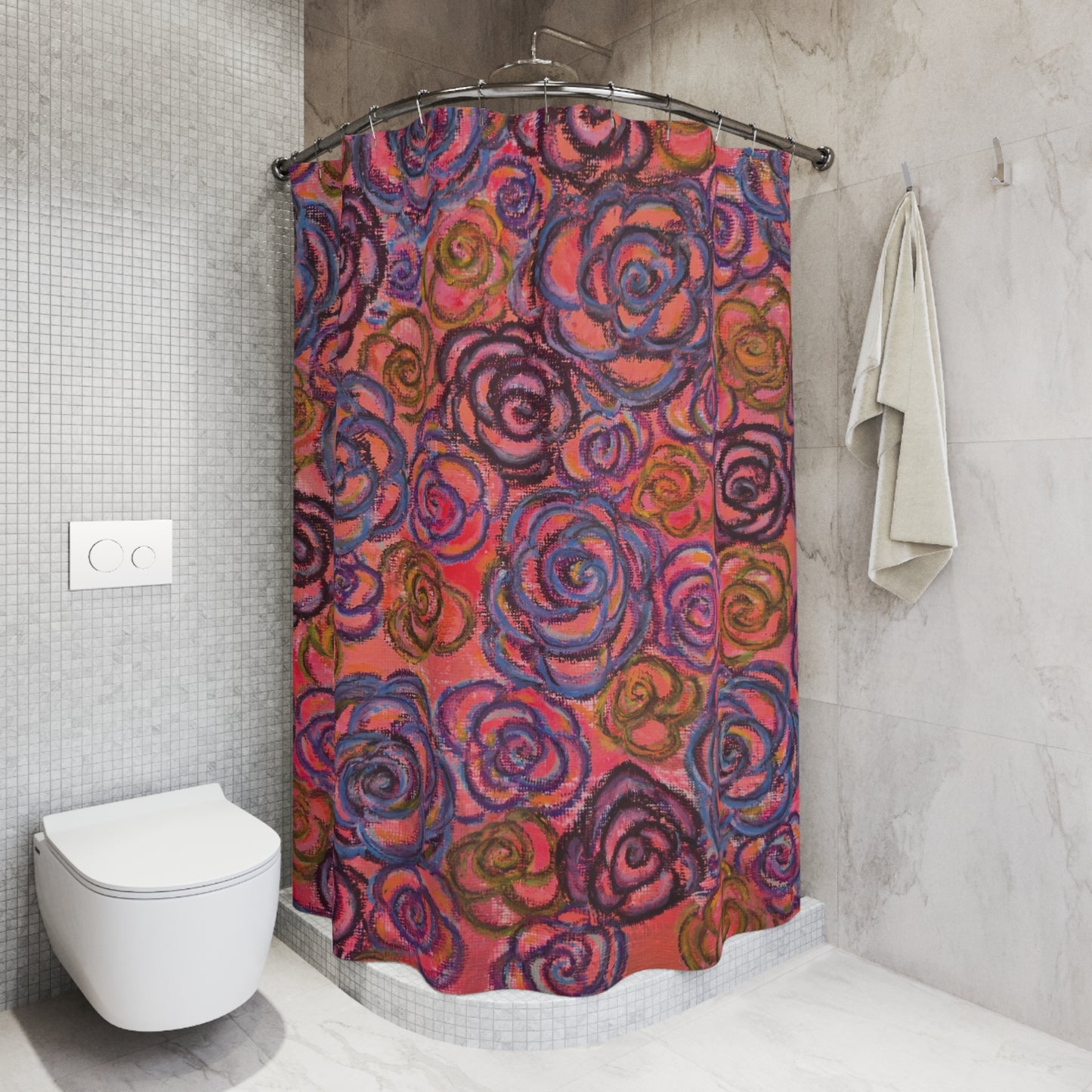 Art Shower Curtain - Electric Pink Roses