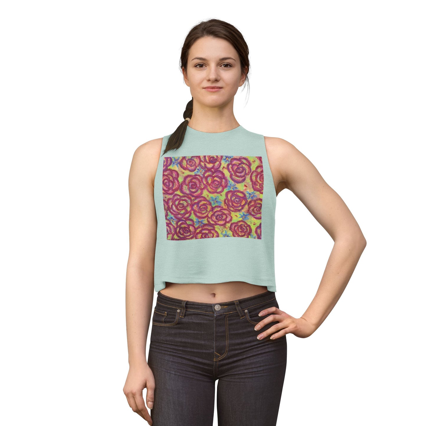 Art Women's Crop Top - Magenta Roses