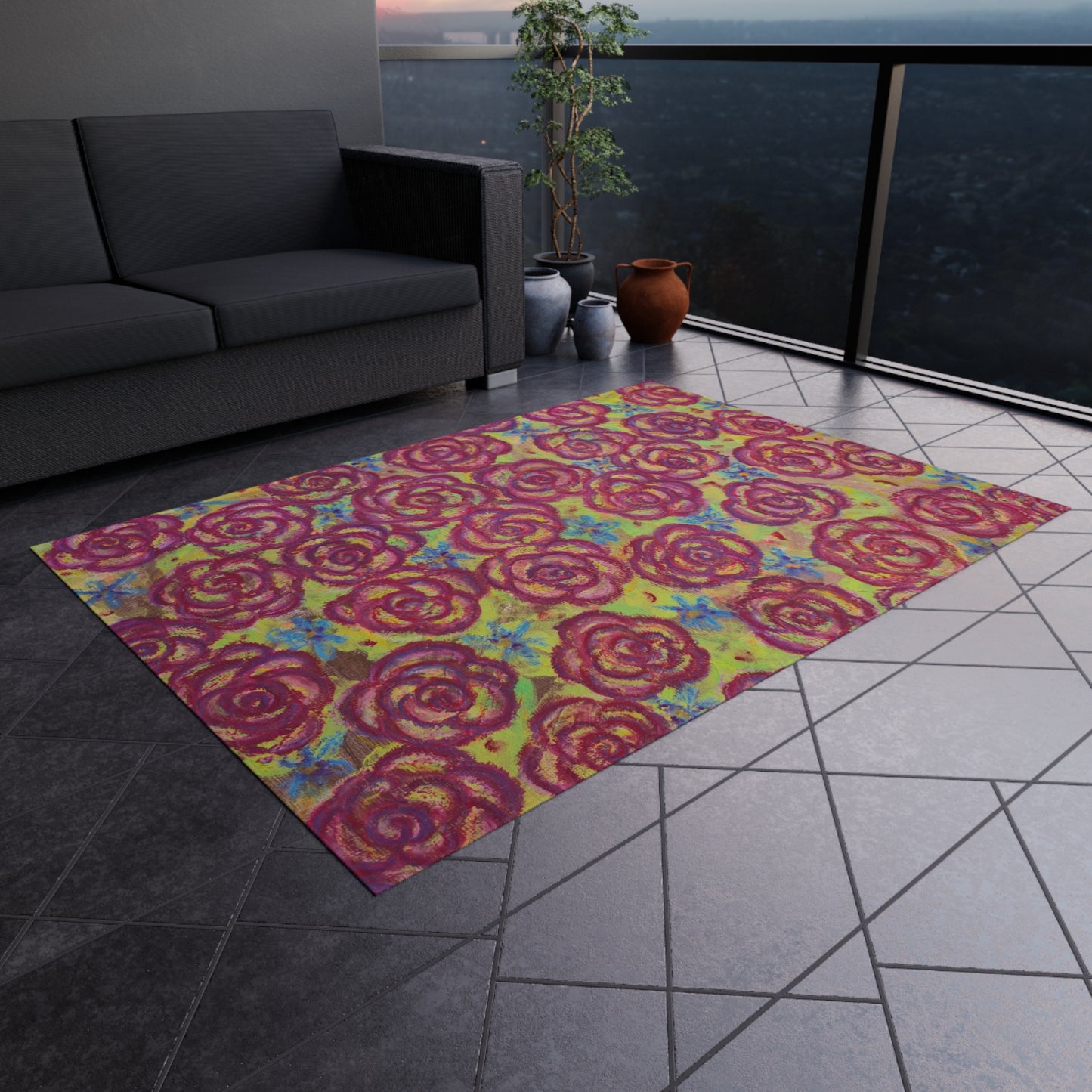 Art Rug - Magenta Roses