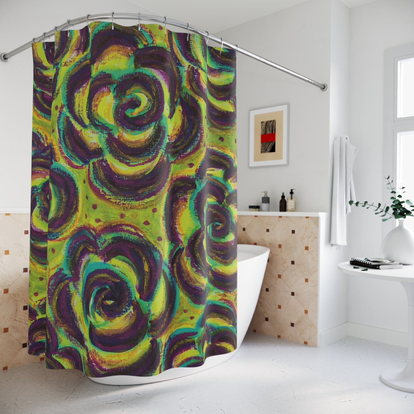 Art Shower Curtain - Peridot Roses