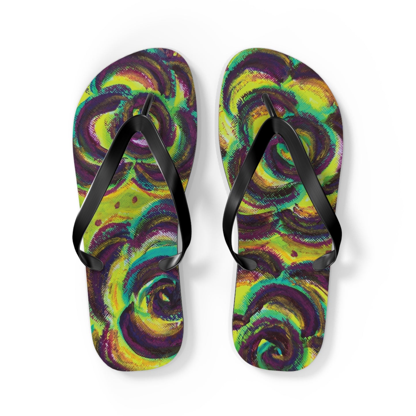 Art Flip Flops - Peridot Roses
