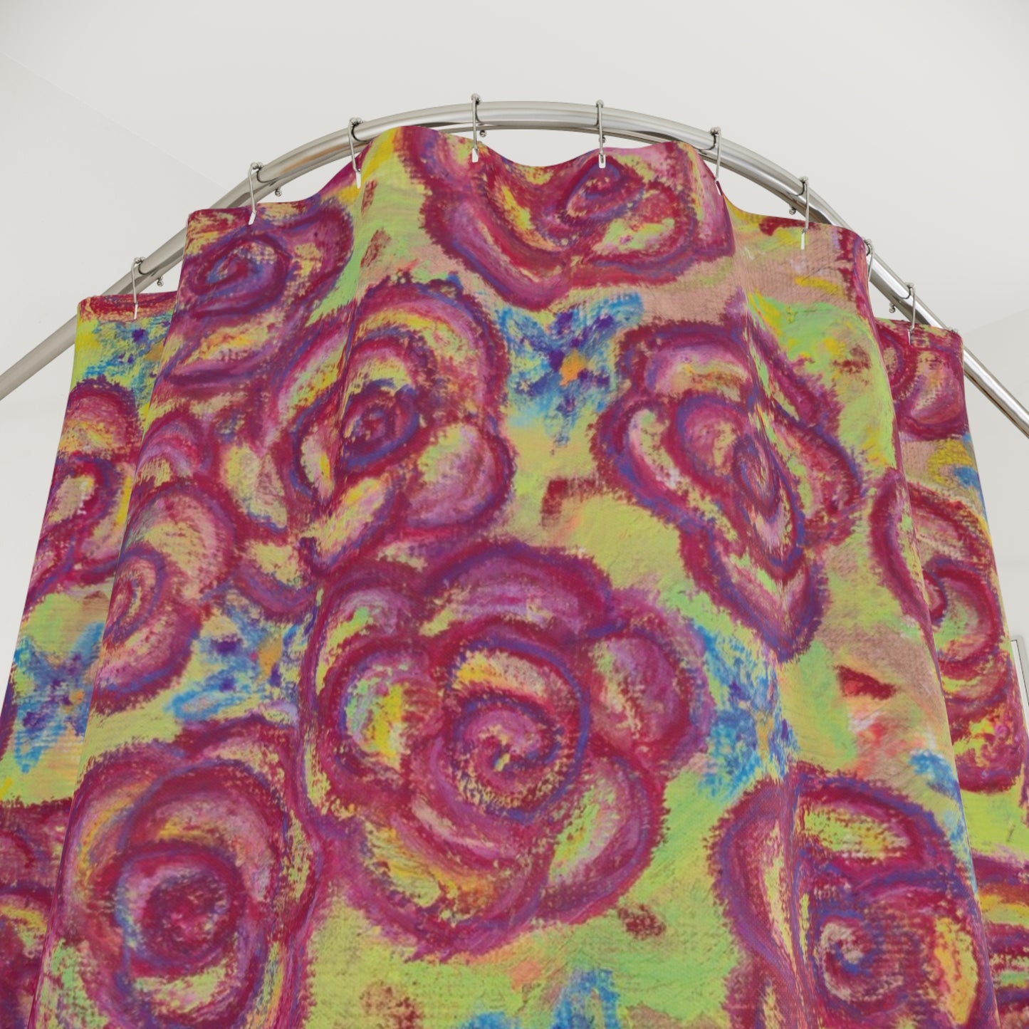 Art Shower Curtain - Magenta Roses