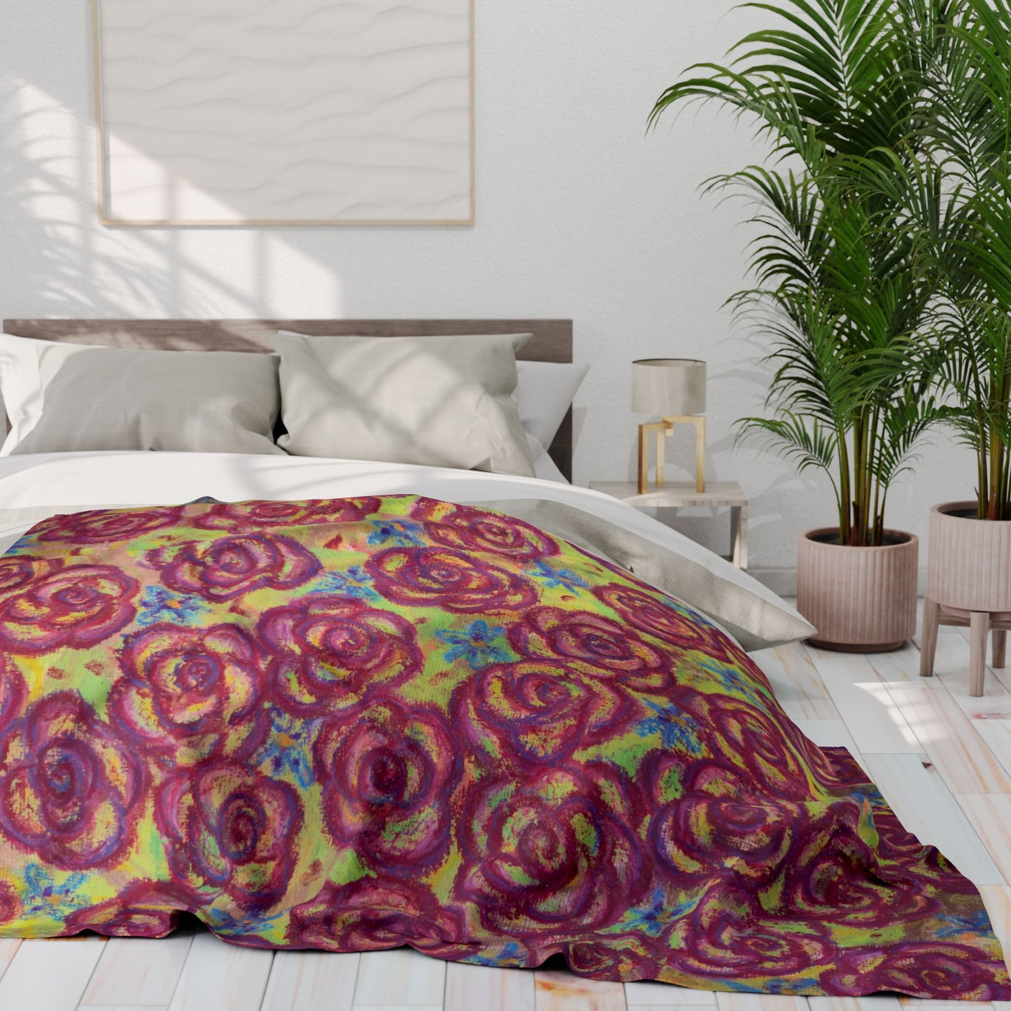 Art Fleece Blanket - Magenta Roses