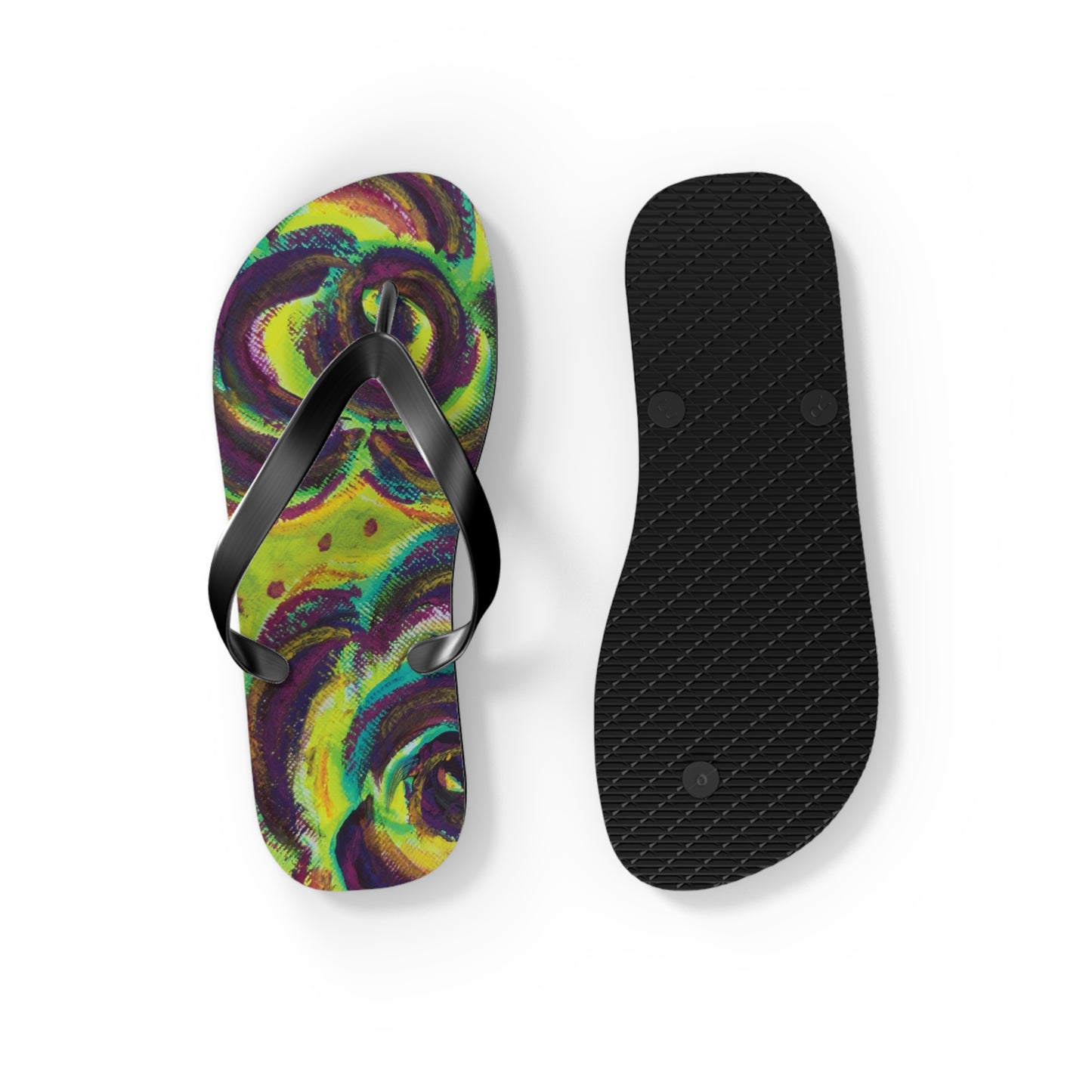 Art Flip Flops - Peridot Roses
