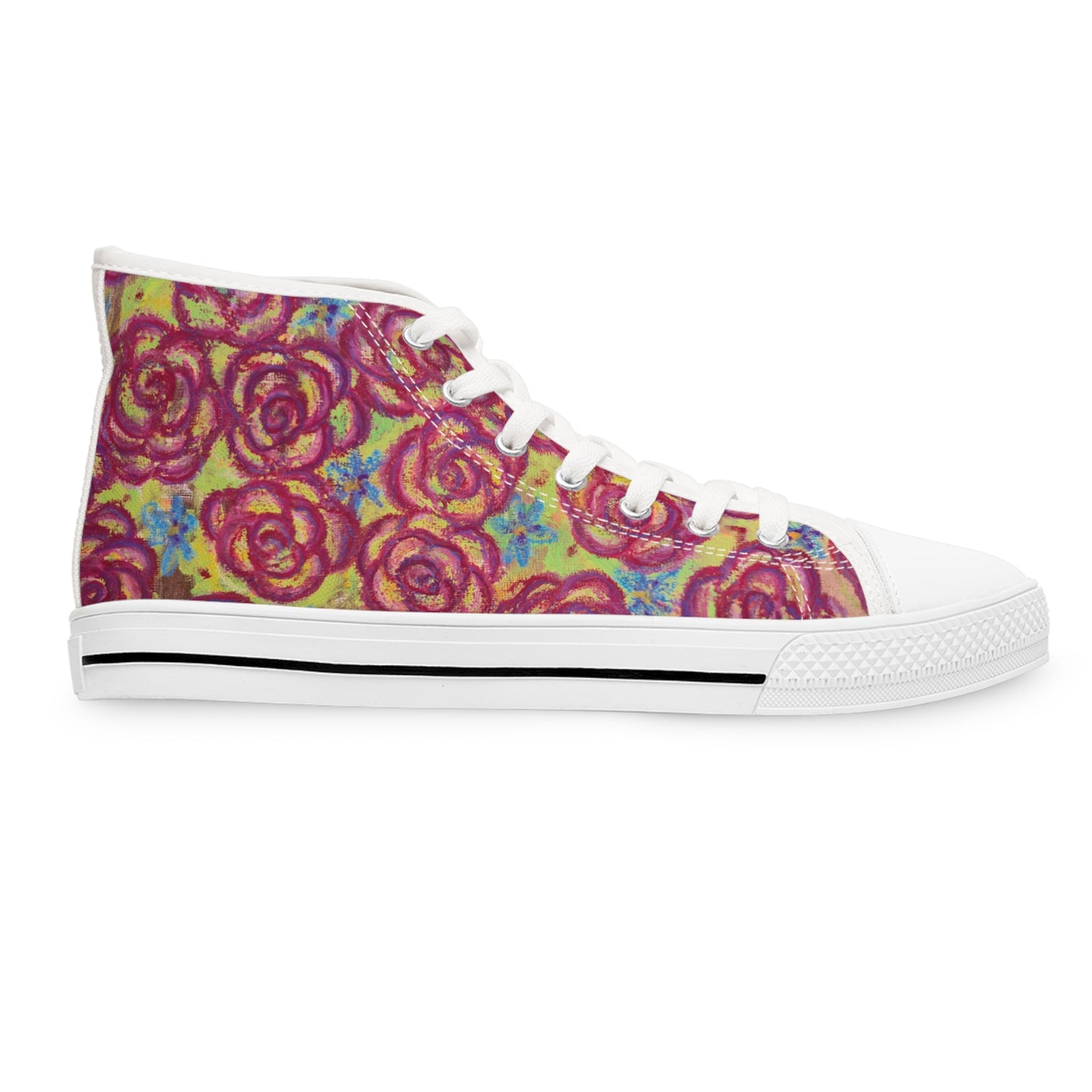 Art High Top Sneakers - Magenta Roses