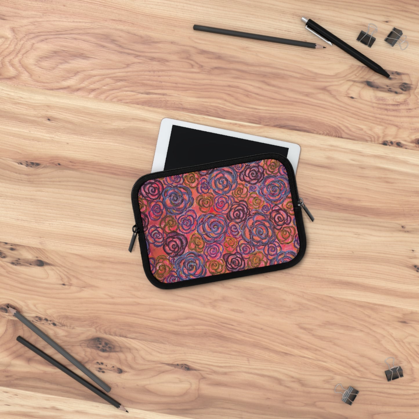 Art Laptop/Tablet Sleeve - Electric Pink Roses