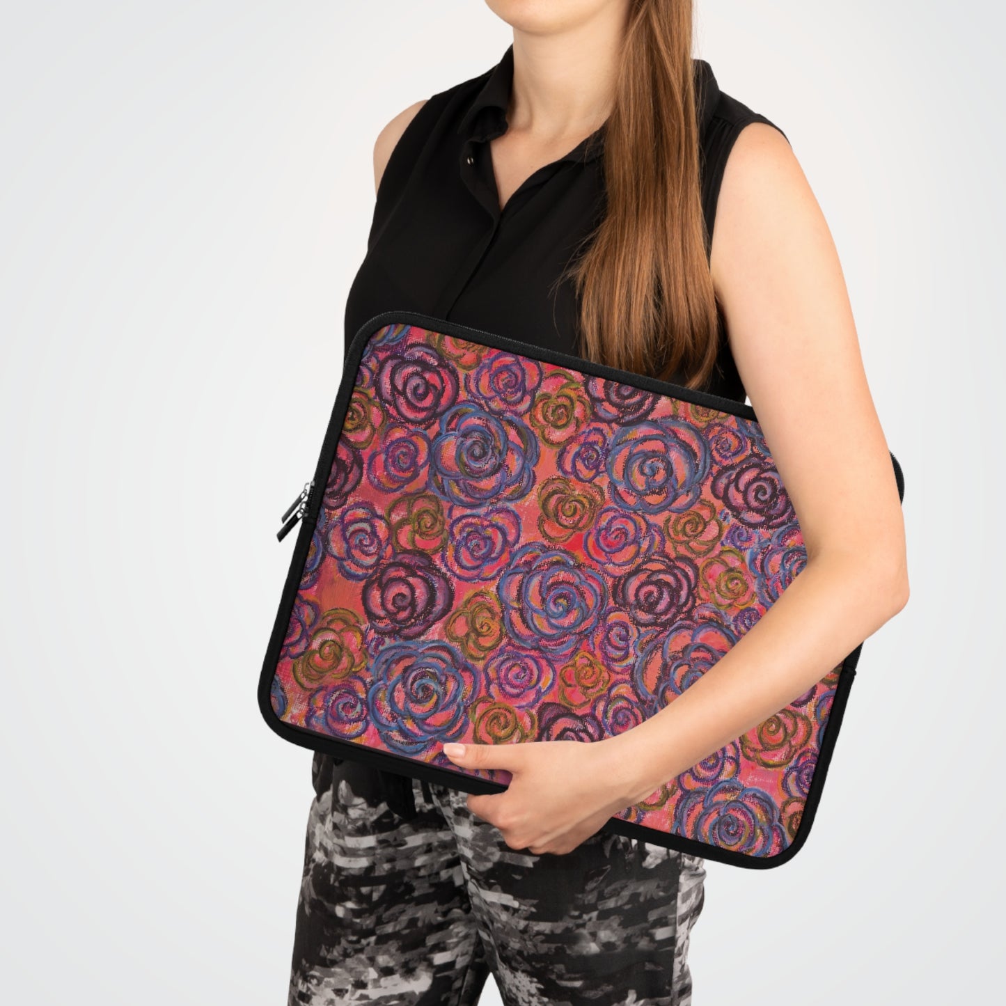 Art Laptop/Tablet Sleeve - Electric Pink Roses