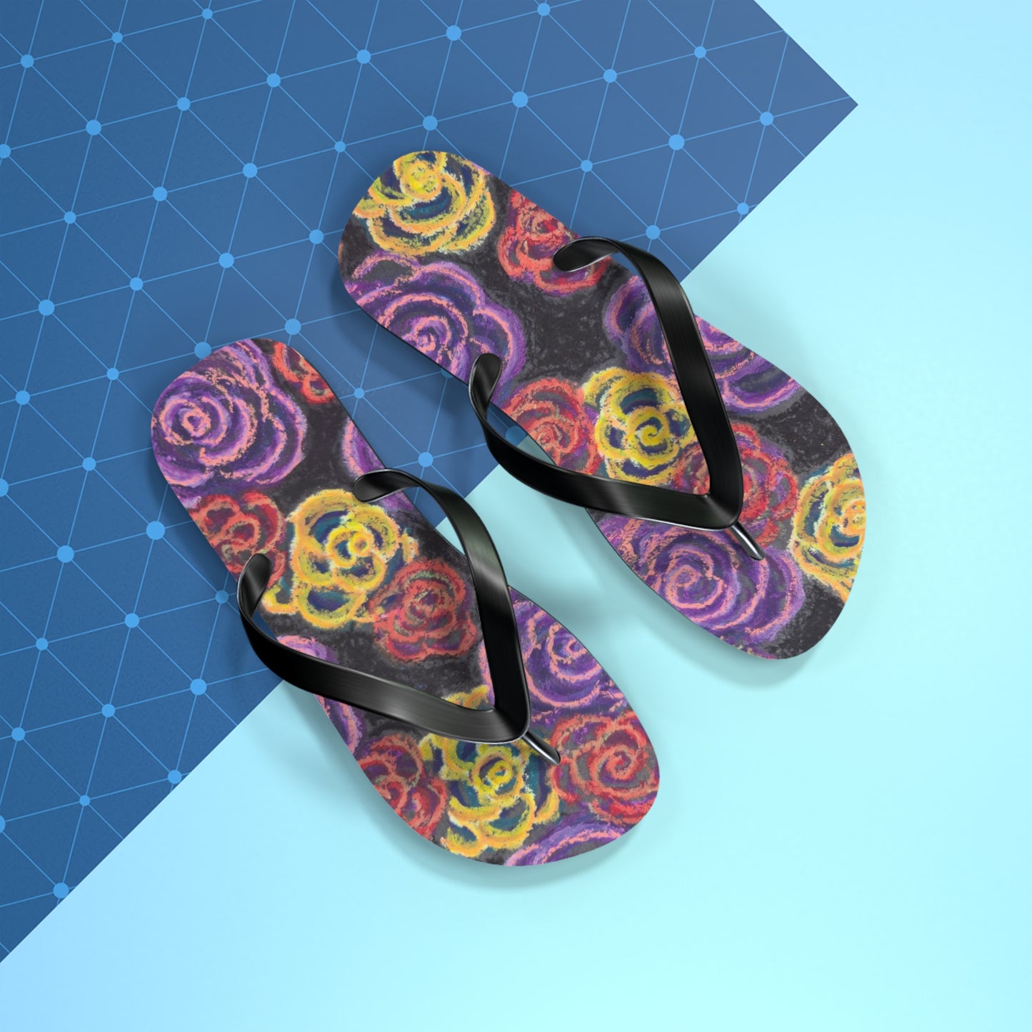 Art Flip Flops - Midnight Roses
