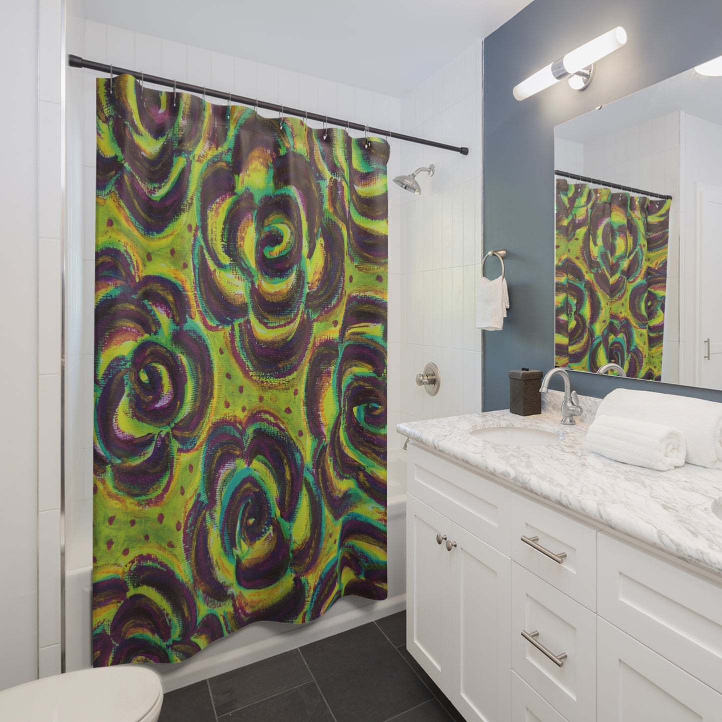 Art Shower Curtain - Peridot Roses