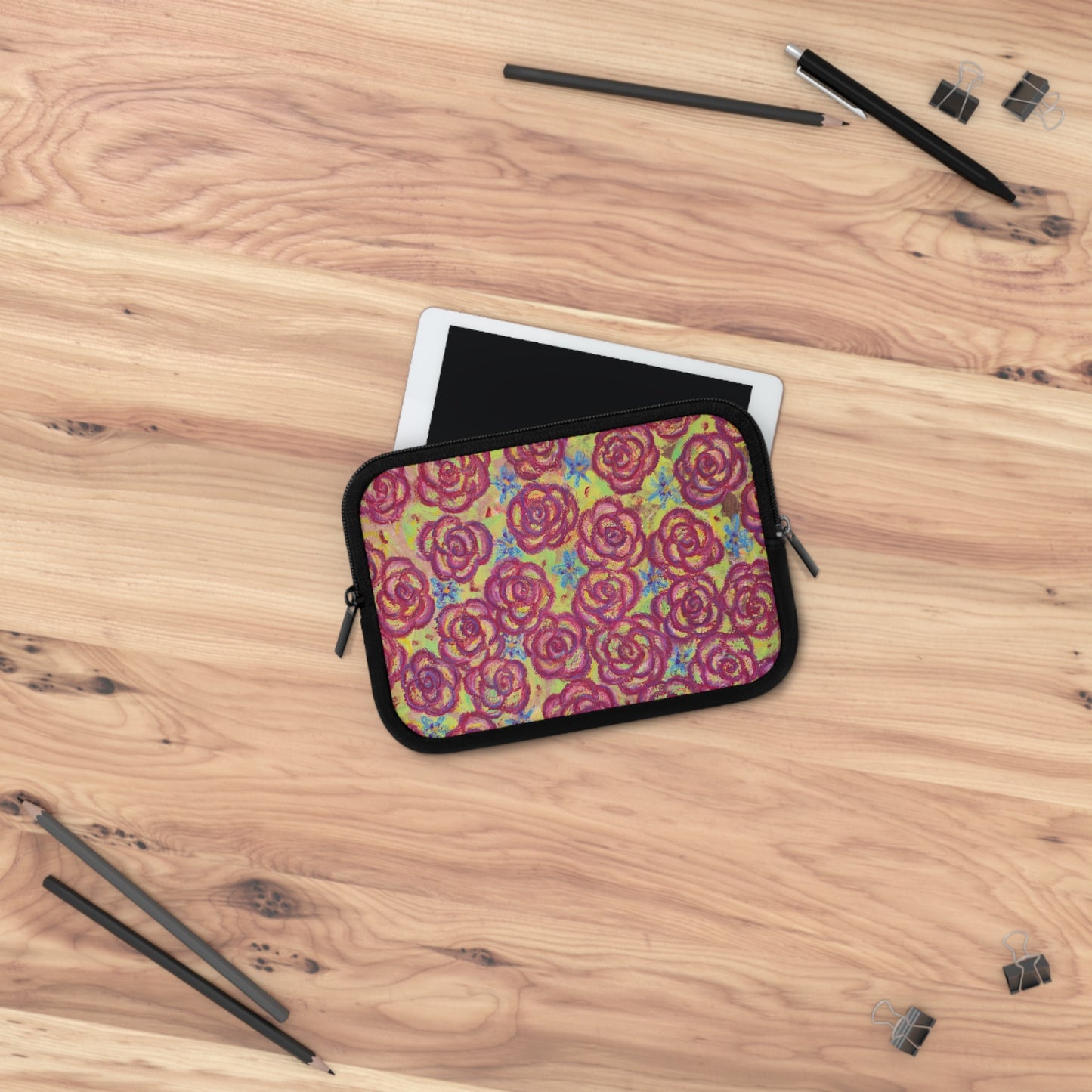 Art Laptop/Tablet Sleeve - Magenta Roses