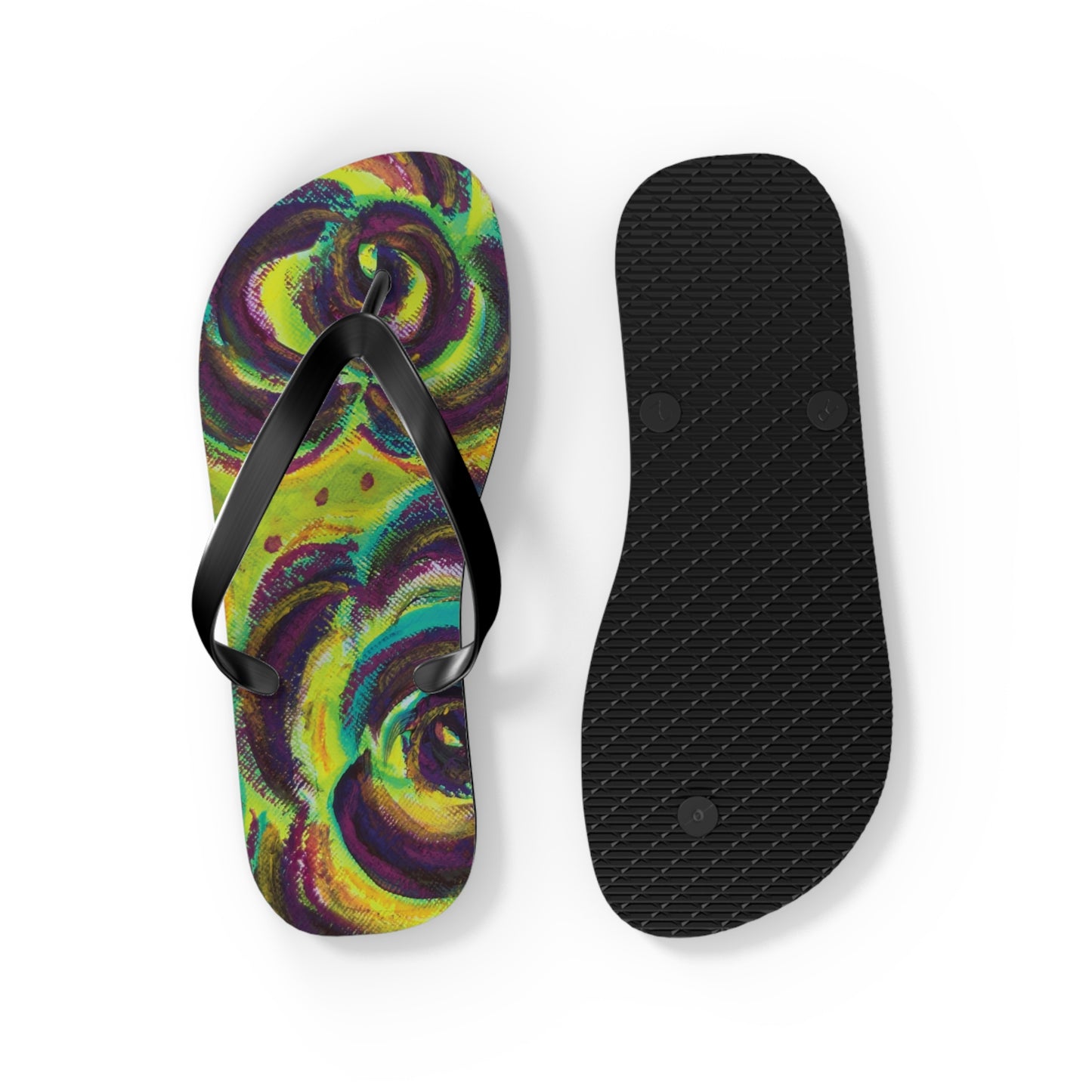 Art Flip Flops - Peridot Roses