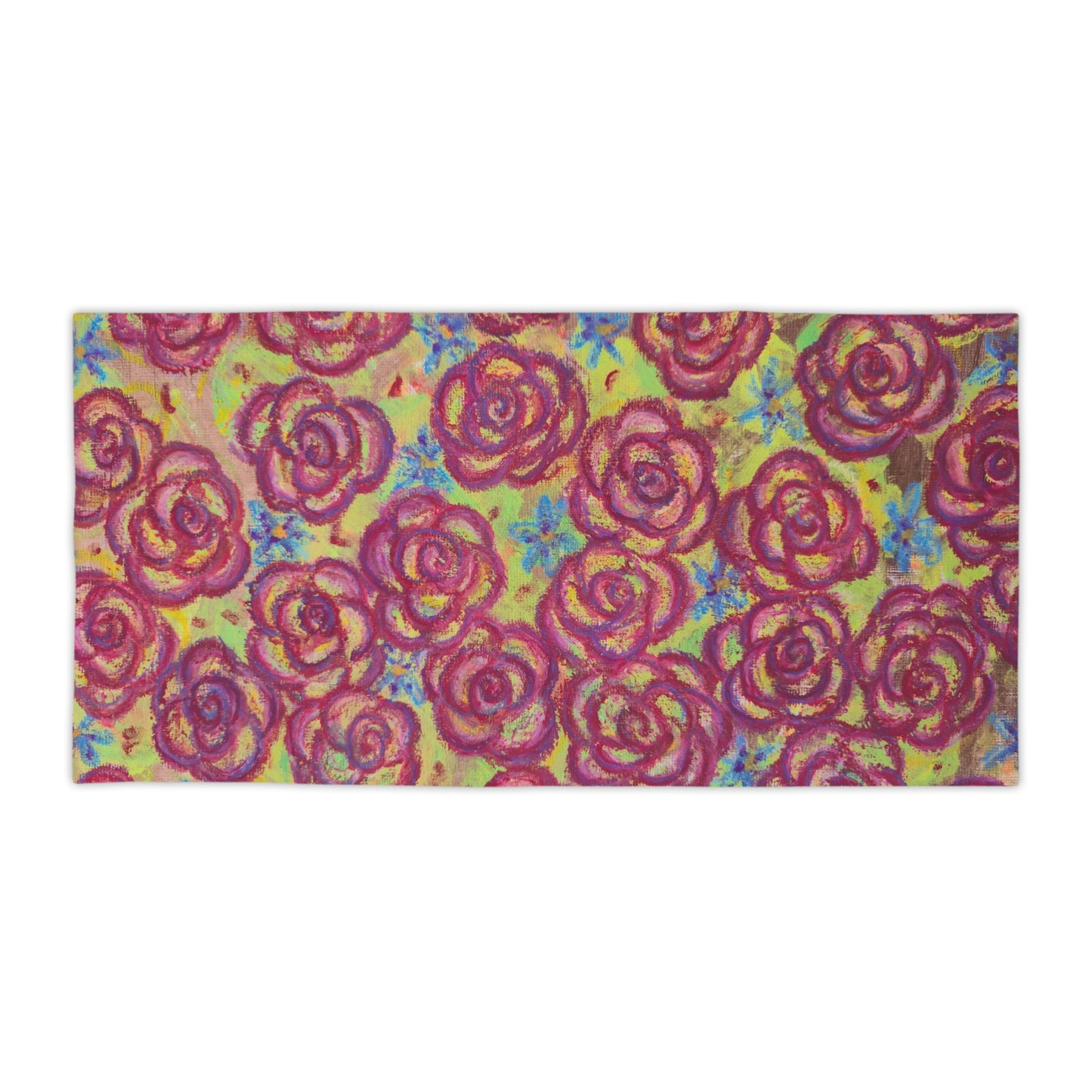 Art Beach Towel - Magenta Roses