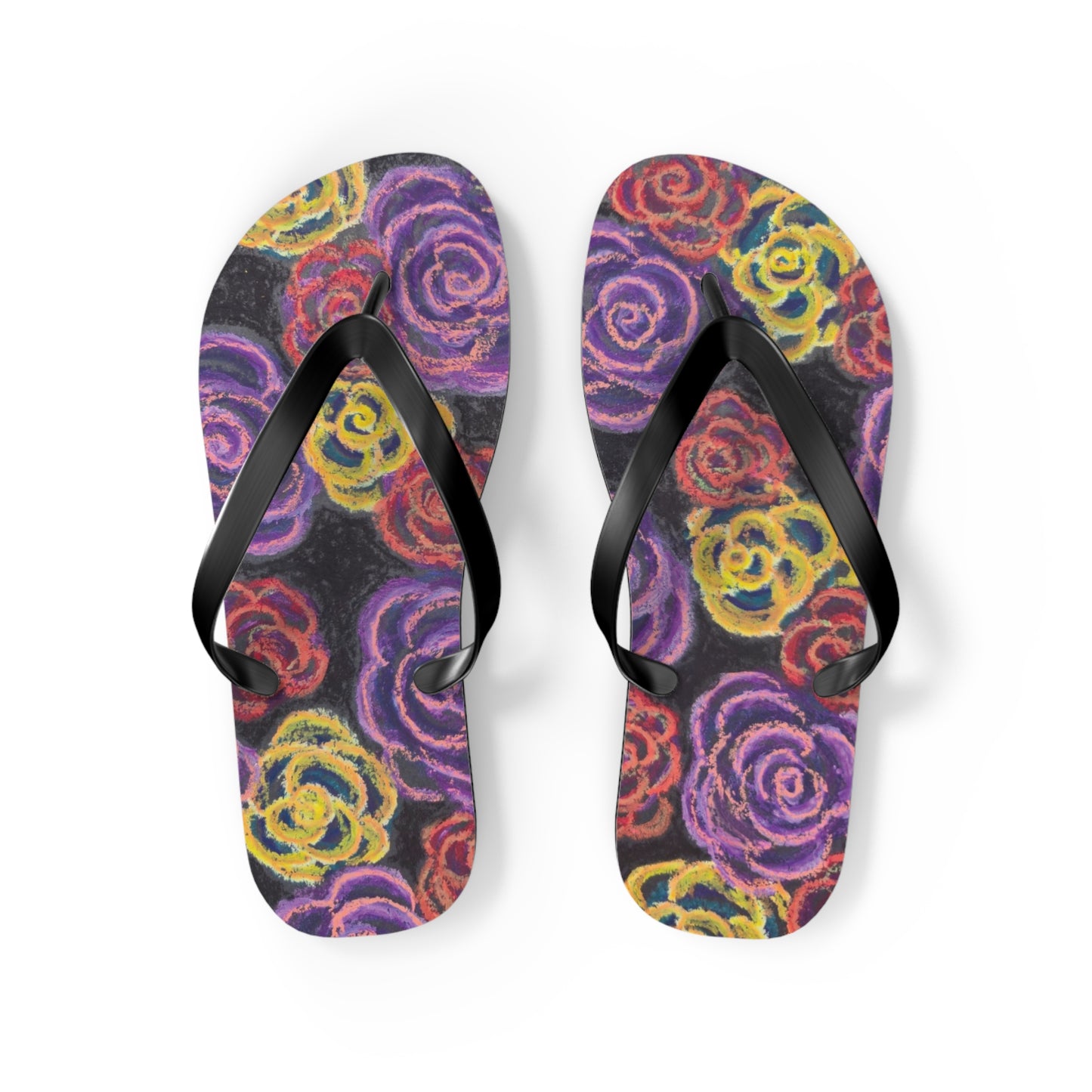 Art Flip Flops - Midnight Roses