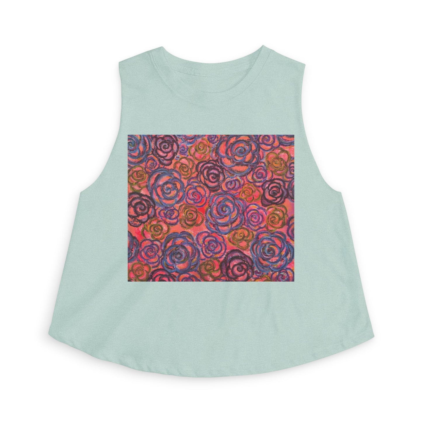 Art Women's Crop Top - Electric Pink Roses
