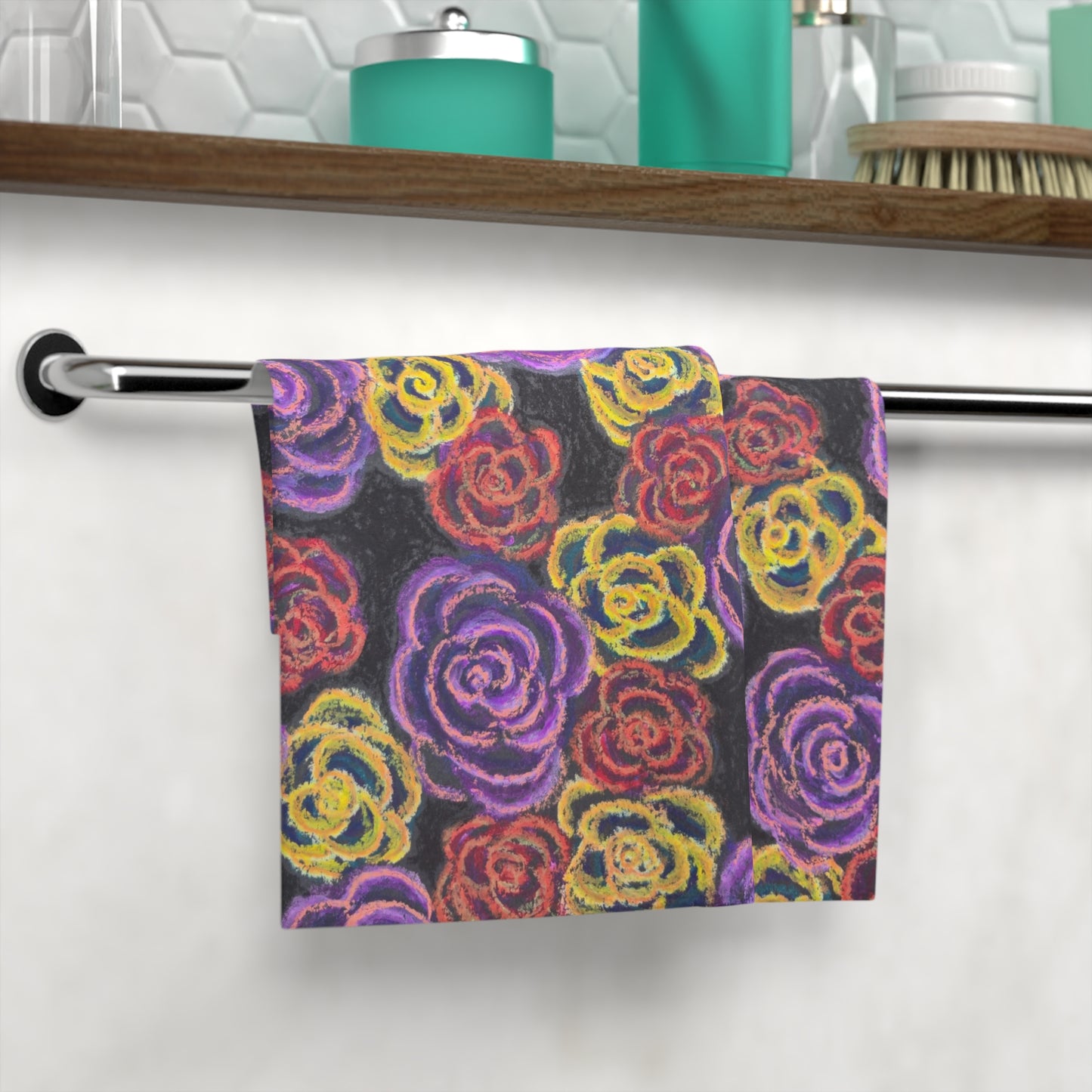 Art Face Towel - Midnight Roses