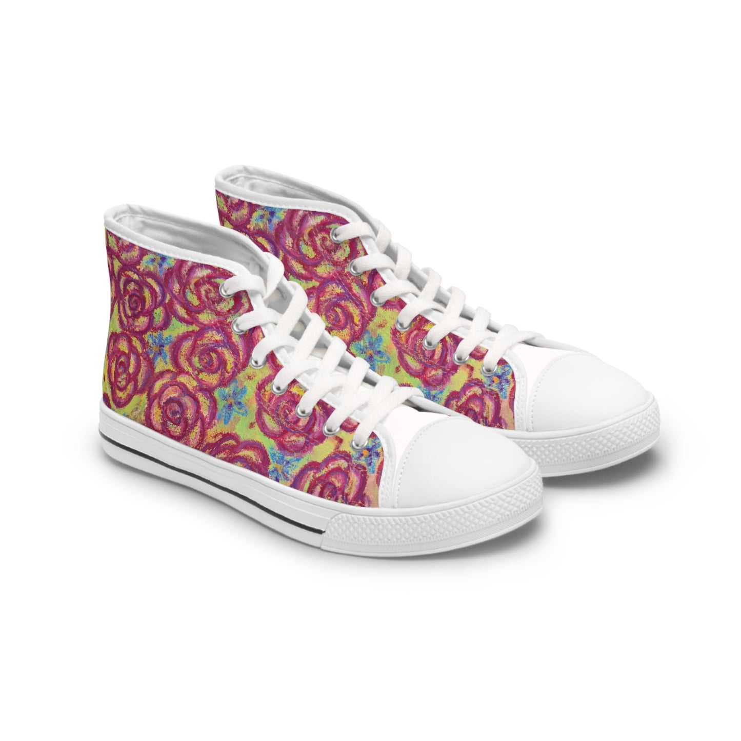 Art High Top Sneakers - Magenta Roses