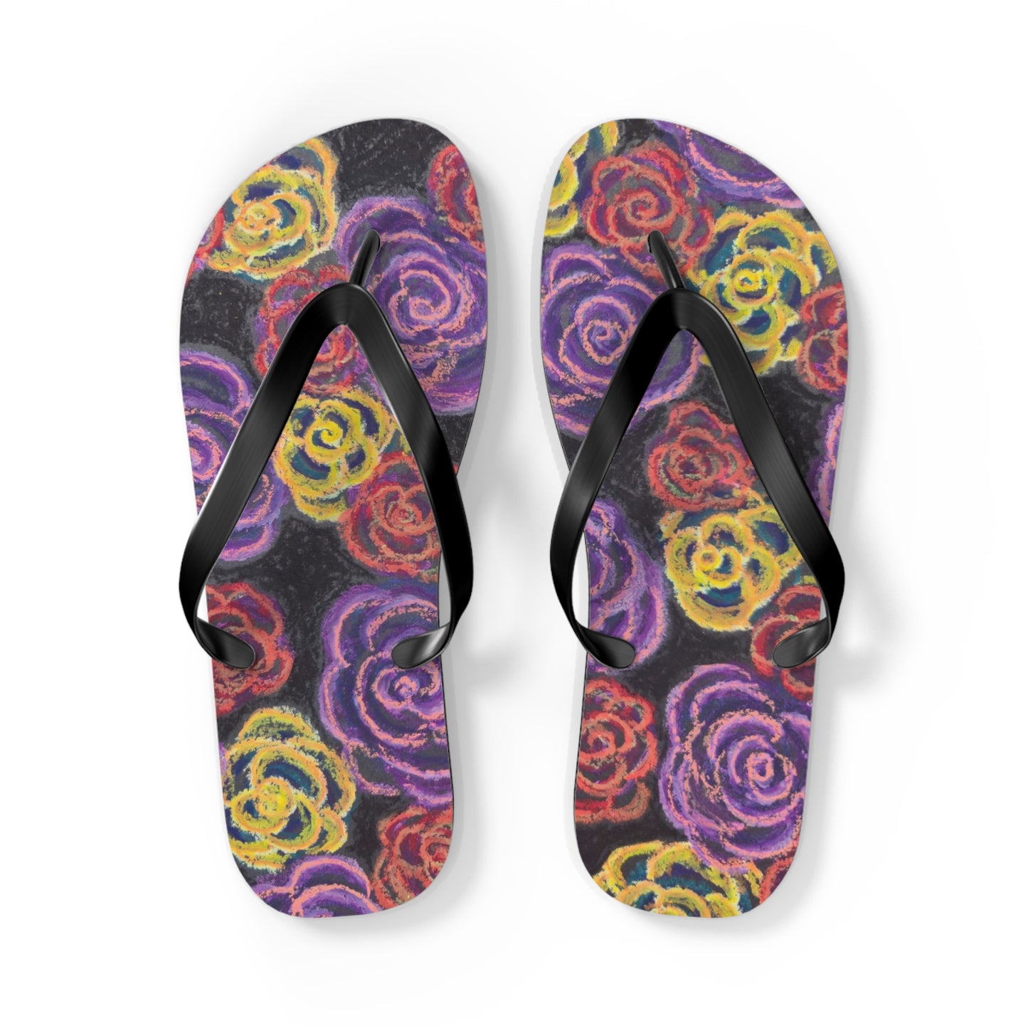 Art Flip Flops - Midnight Roses