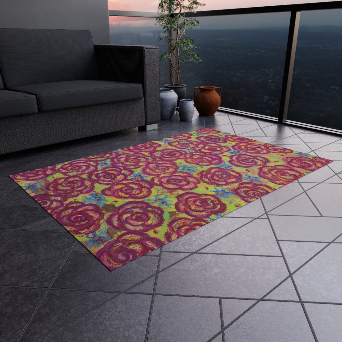 Art Rug - Magenta Roses