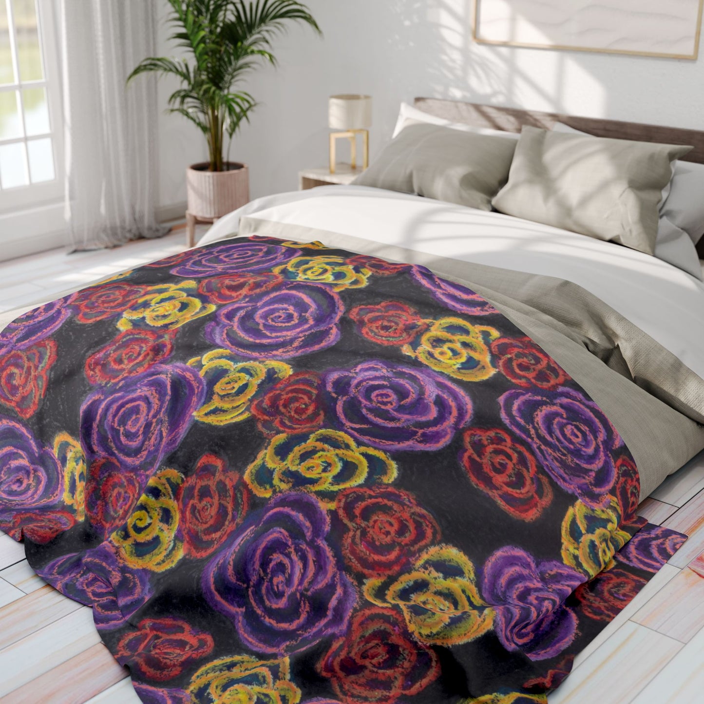 Art Fleece Blanket - Midnight Roses
