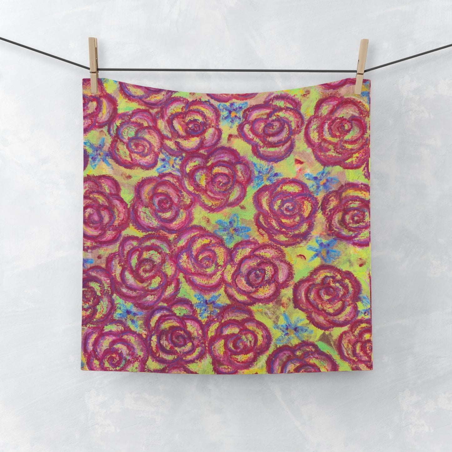 Art Face Towel - Magenta Roses