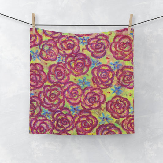 Art Face Towel - Magenta Roses