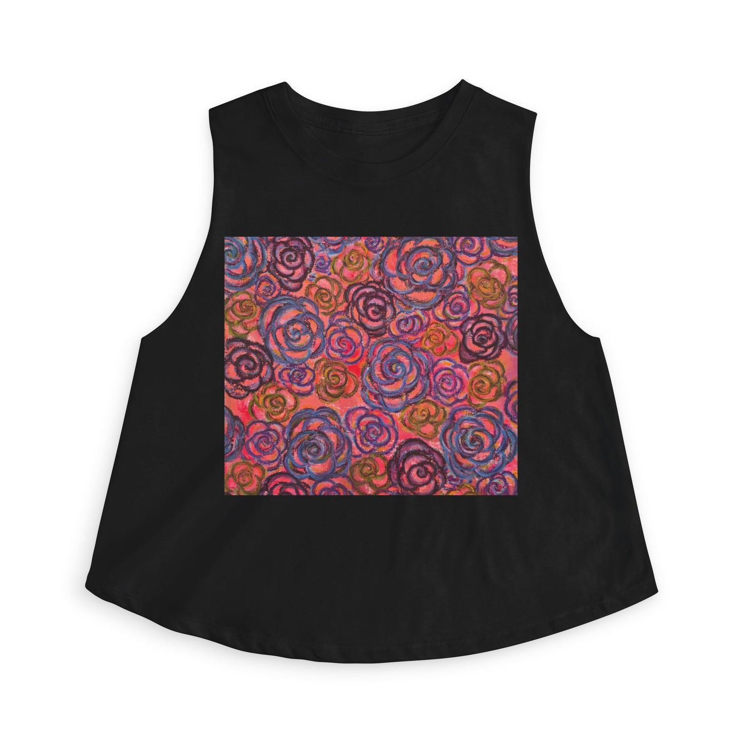 Art Women's Crop Top - Electric Pink Roses