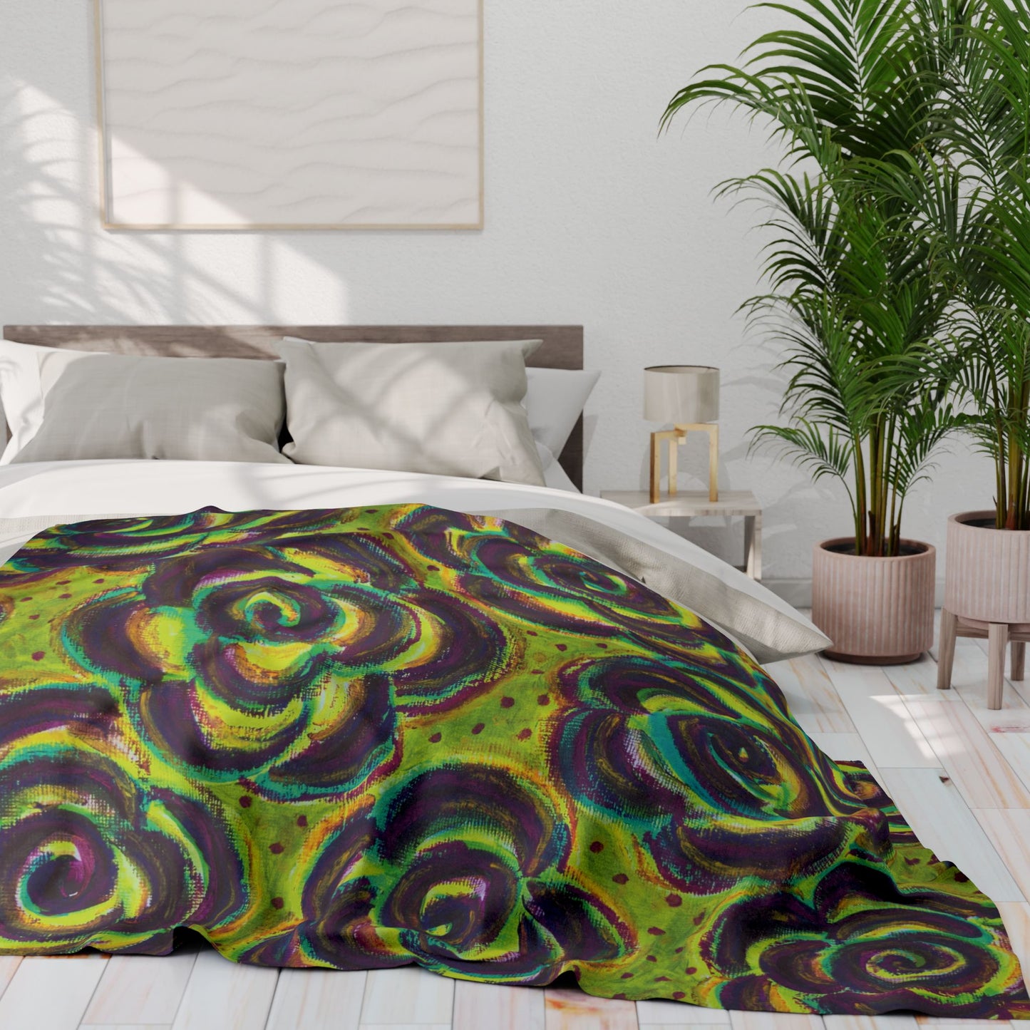 Art Fleece Blanket - Peridot Roses