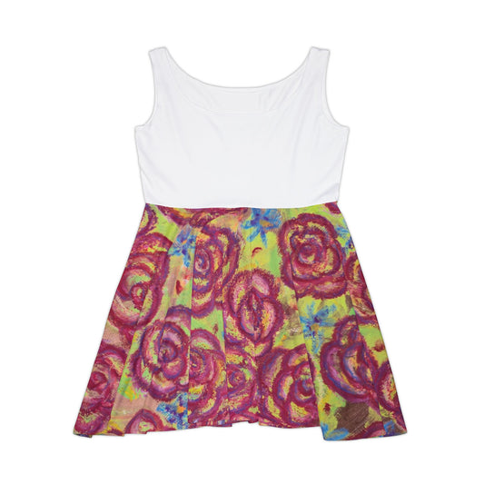 Art Skater Dress - Magenta Roses