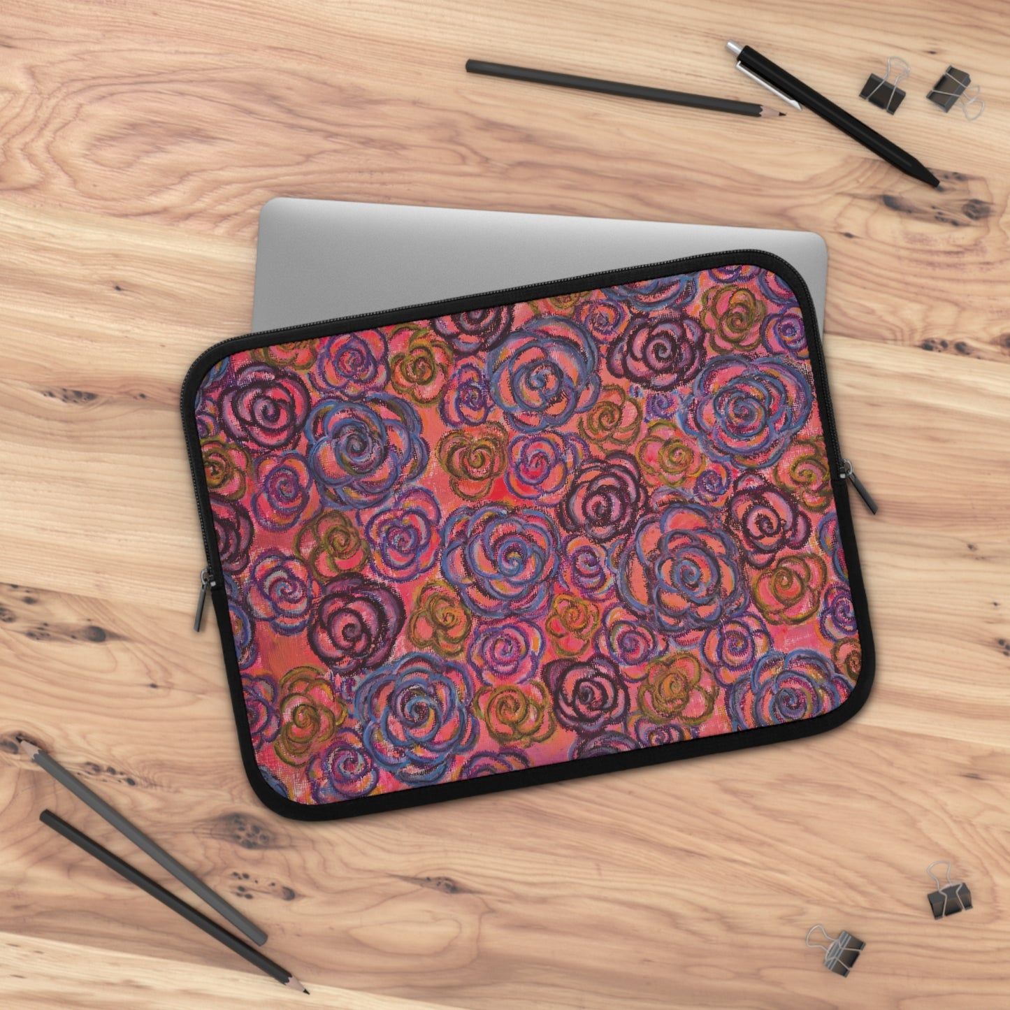 Art Laptop/Tablet Sleeve - Electric Pink Roses