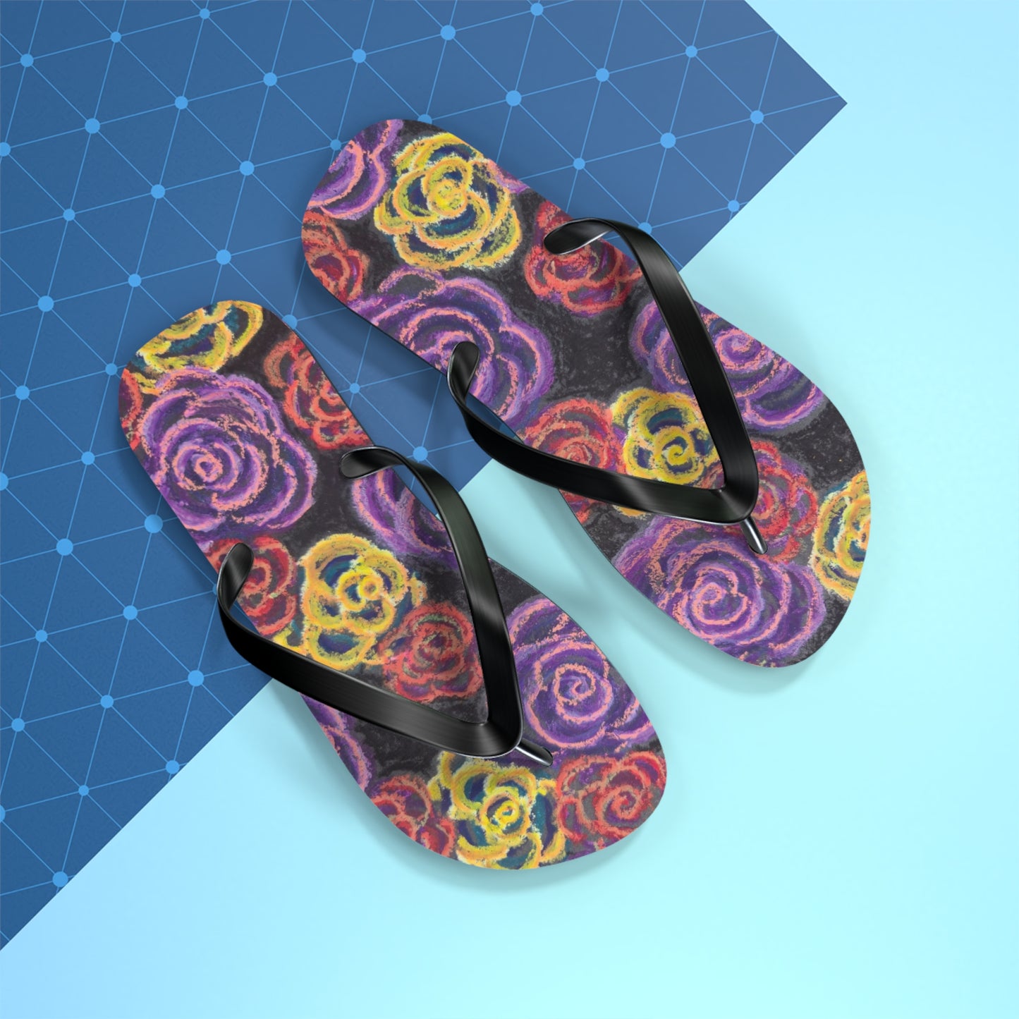 Art Flip Flops - Midnight Roses